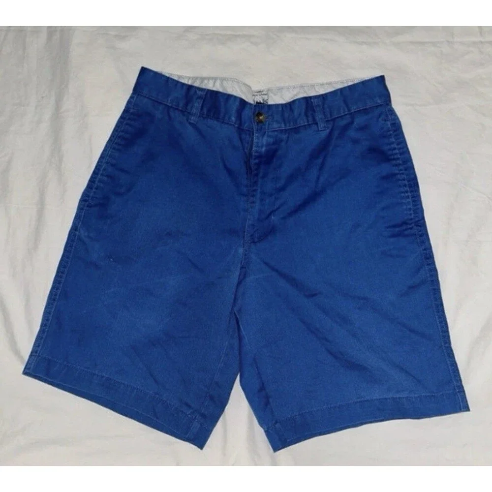 Chaps Easy Care Blue Chino Shorts Men’s Flat Front Pockets Zip Solid